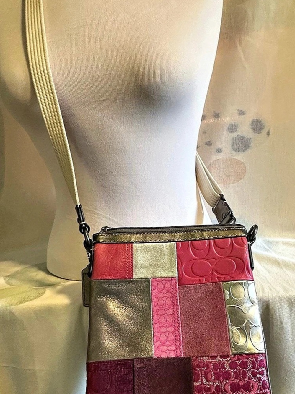 Coach Holiday Patchwork Swingpack Crossbody Bag Patchwork Crossbody Bag in Pink